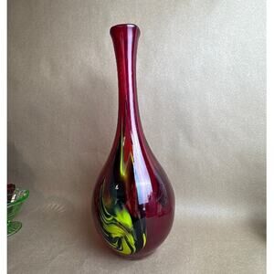 Red Yellow Black Glass Slightly Swung Vase